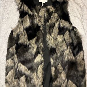 BCBGeneration Black and Gray Faux Fur Vest